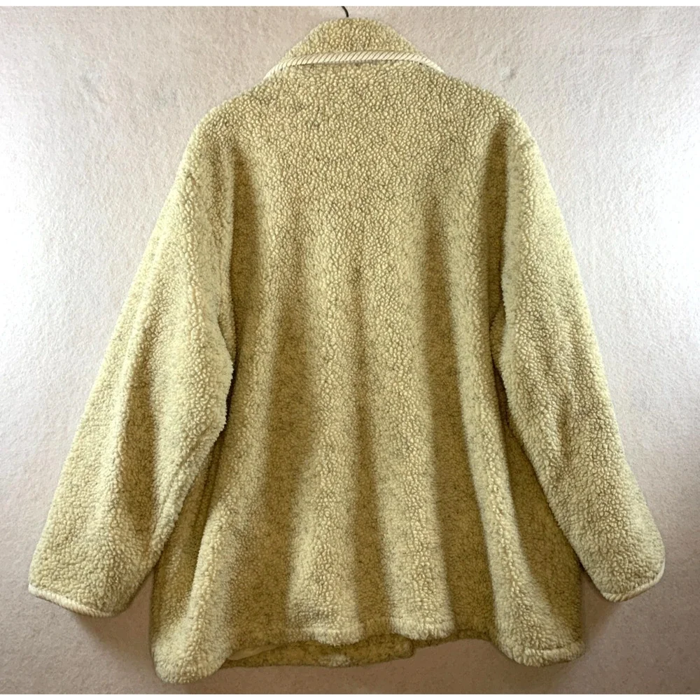Vintage Haband Women Oversized‎ Sherpa Button Jacket Sz XL Cottage Folk Rustic